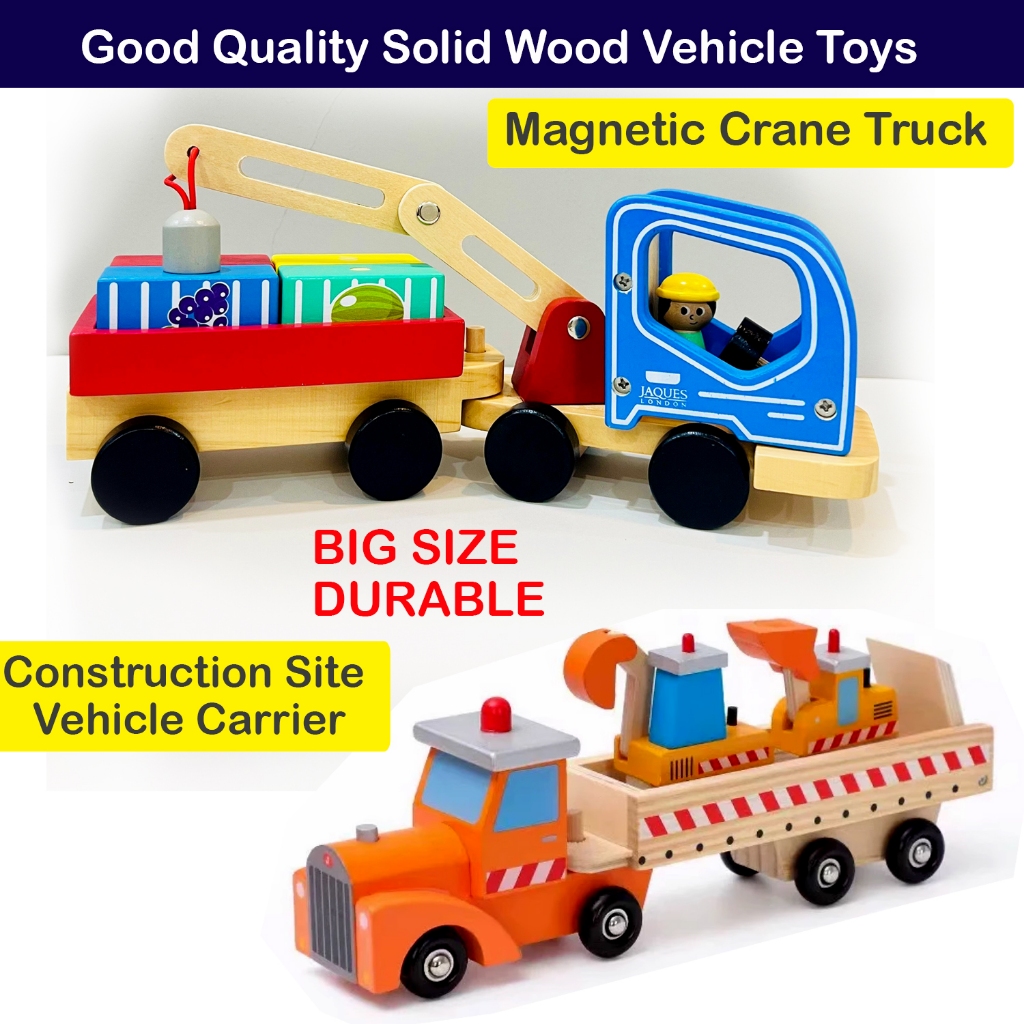 Jaques of London Wooden Toys Magnetic Crane Truck Quality Toy Car ...