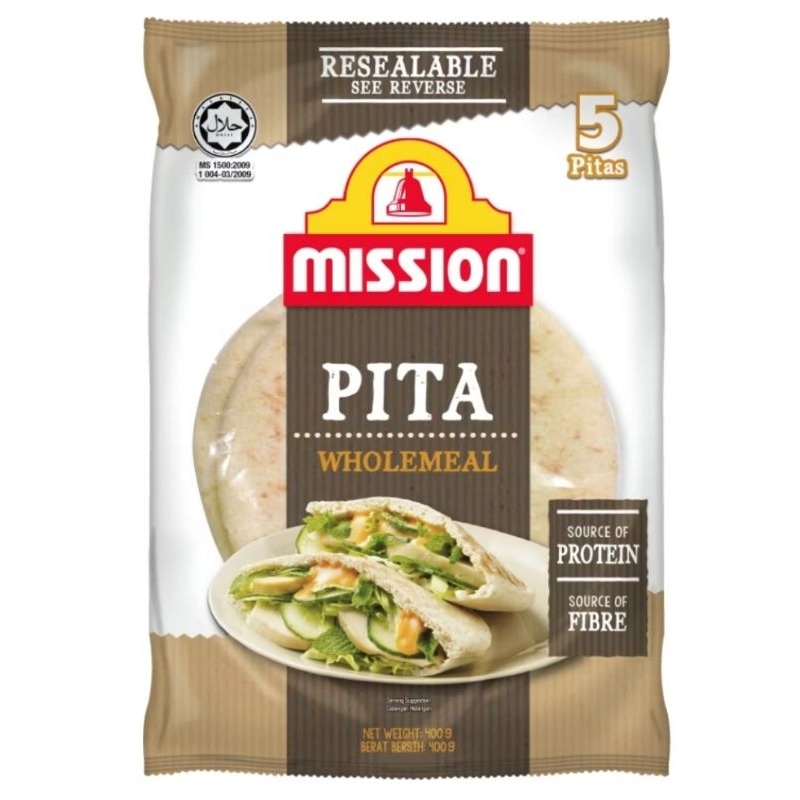 MISSION Halal Roti Pita Wholemeal 5pcs | Shopee Malaysia