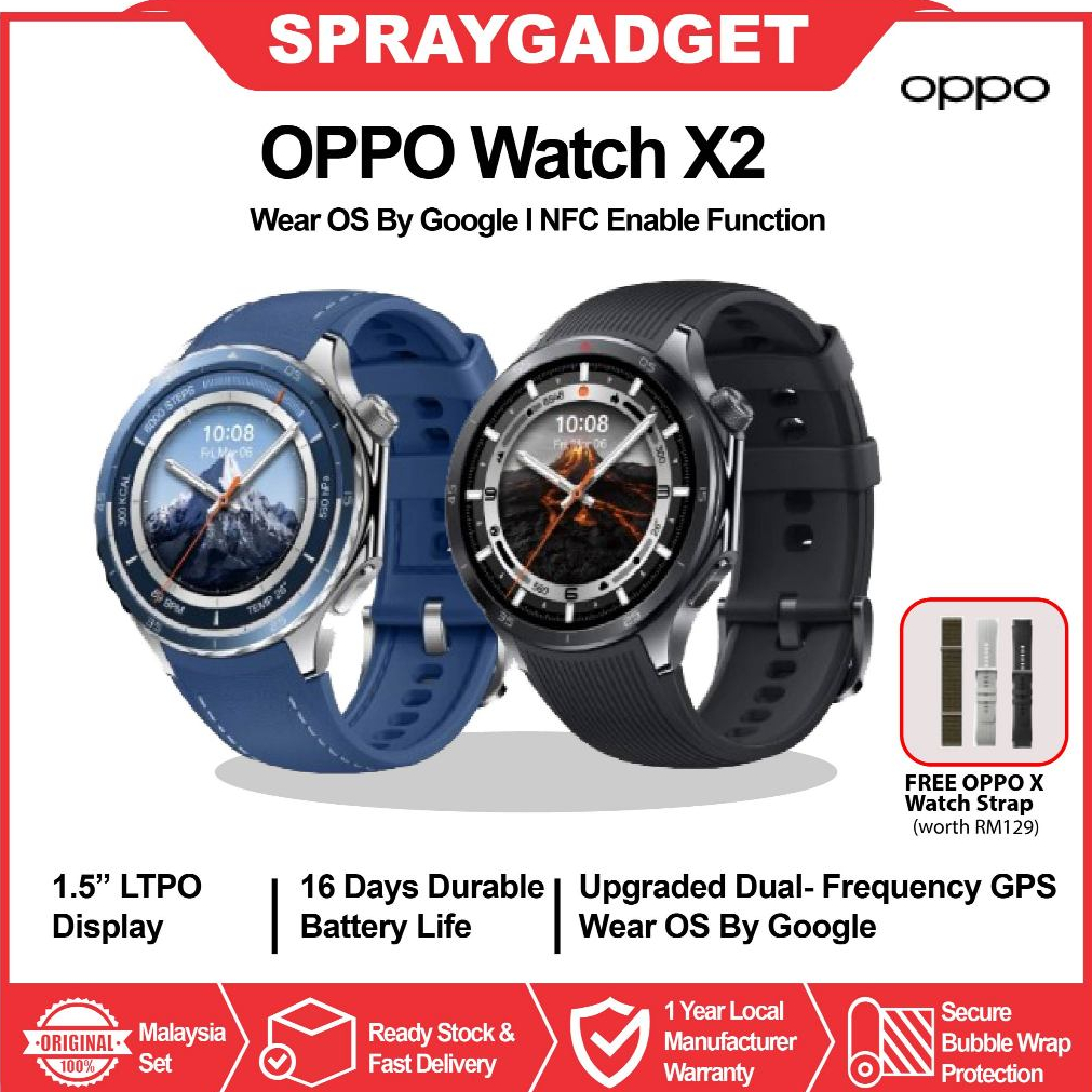 OPPO Watch X2 l 60s Health Check l Upgraded Dual-Frequency GPS Premium  Titanium Bezel 🎁OPPO Malaysia Warranty
