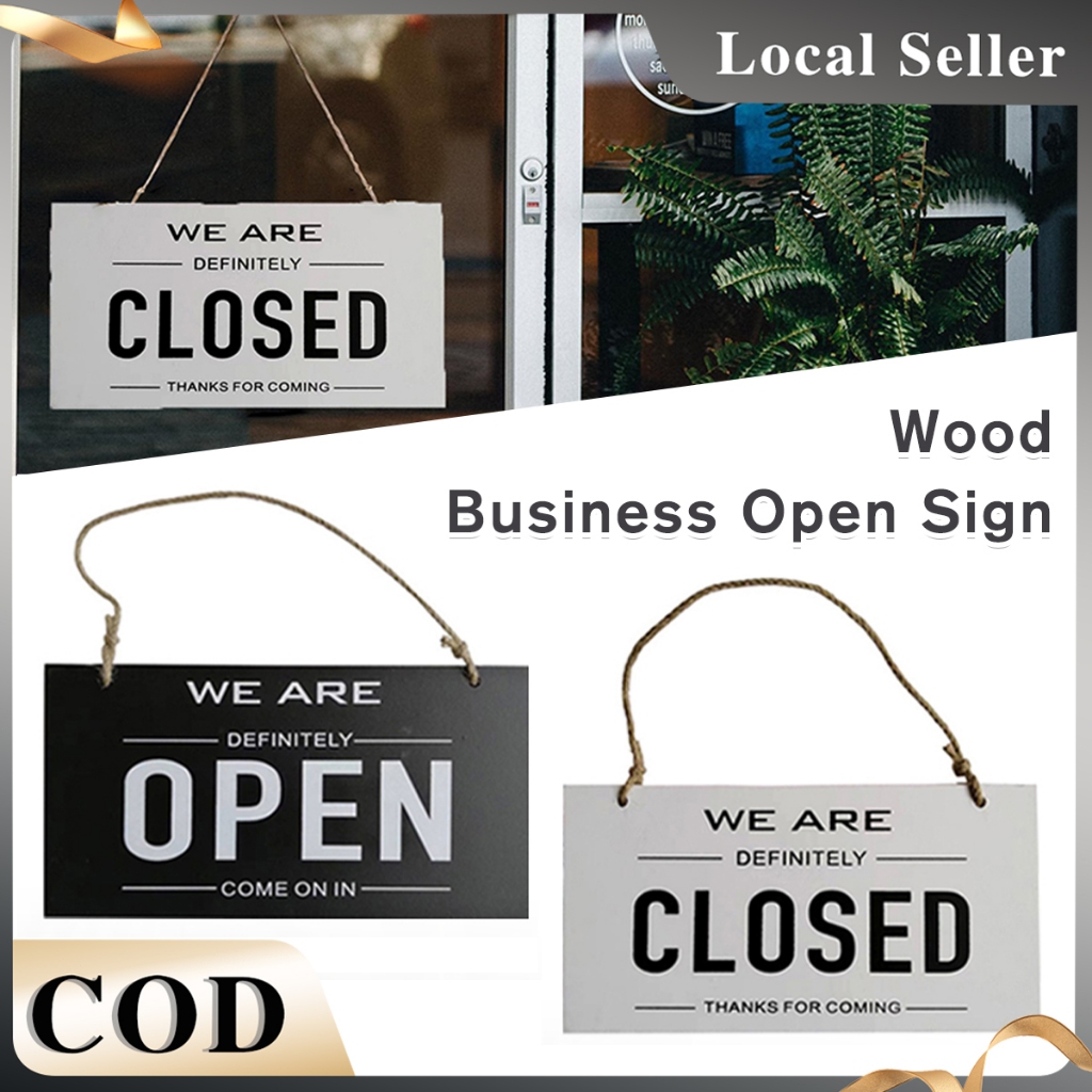 Wooden 2 Sided Business Open Closed Signage Store Open Closed Hanging ...