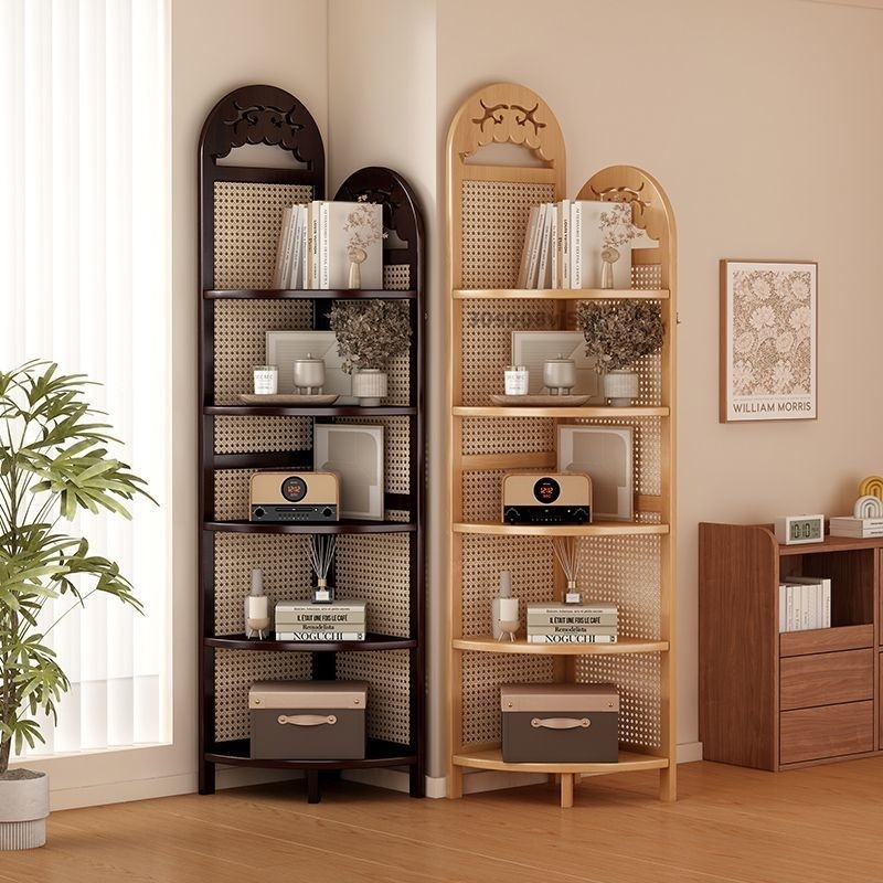 Rattan Sofa Side Shelf Corner Cabinet Multi-Functional Living Room Wall ...
