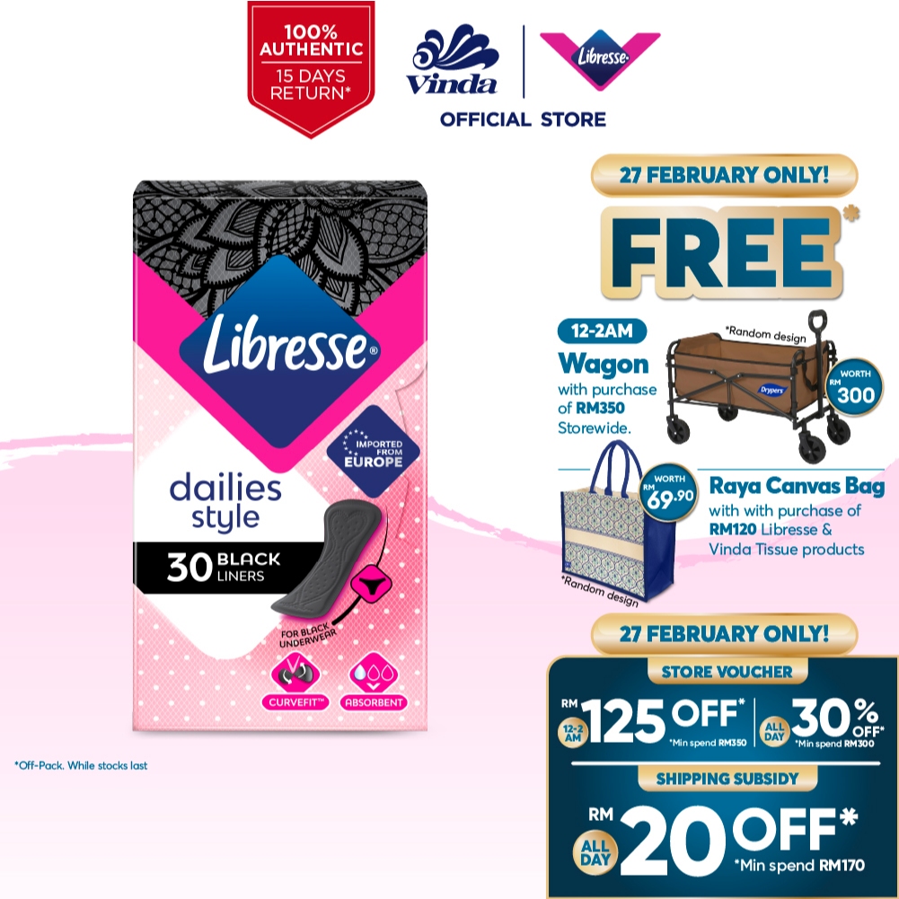 Libresse Black Slim Panty Liners 15cm (30s) | Shopee Malaysia