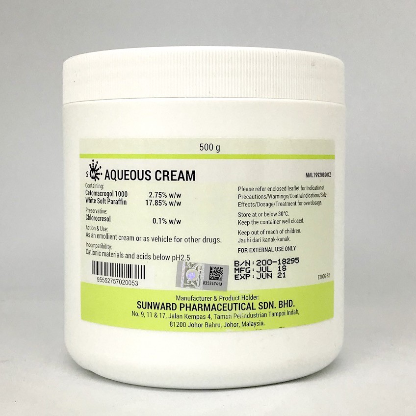[WEST MALAYSIA ONLY] Sunward Aqueous Cream 500g (Expired Sept 2026 ...