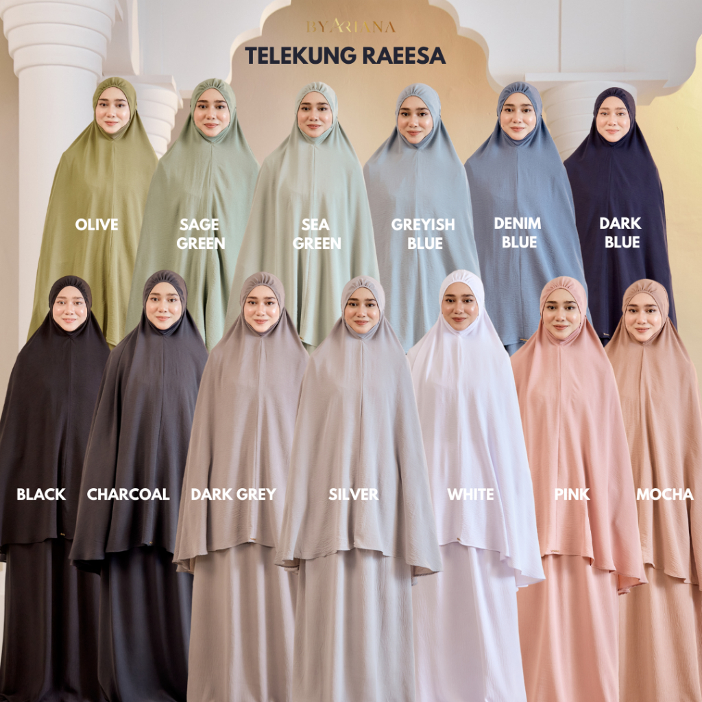 Telekung Raeesa byAriana Telekung solat Labuh Material Ironless Selesa ...