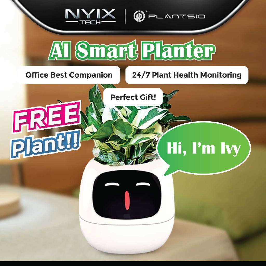 [AI PLANTER] IVY Plantsio Smart Plant Flowerpot Cute Emojis Robot ...