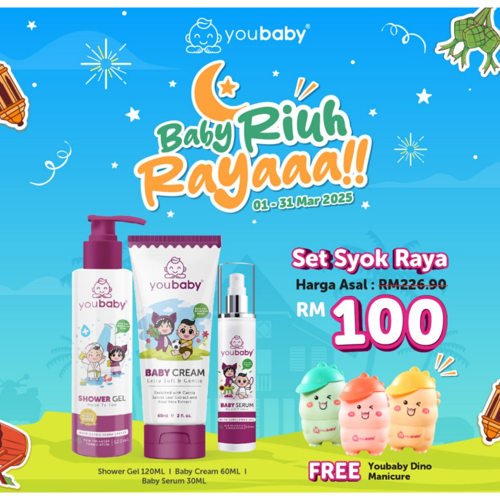 YOUBABY MERDEKA 2024 SET JEBAT, FLORAL BAG BABY CREAM SERUM SHOWER GEL ...