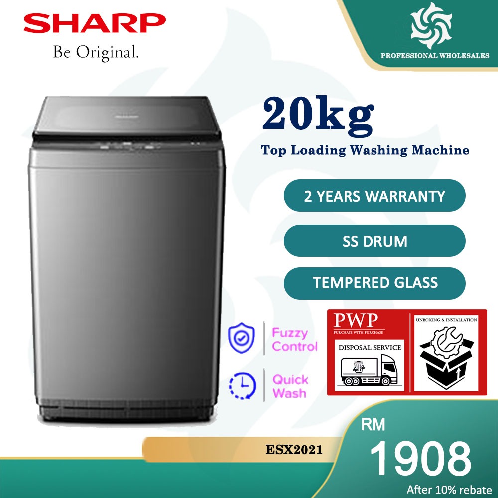 【LOWEST PRICE】SHARP 20KG FULLY AUTO WASHING MACHINE TOP LOADING Mesin ...