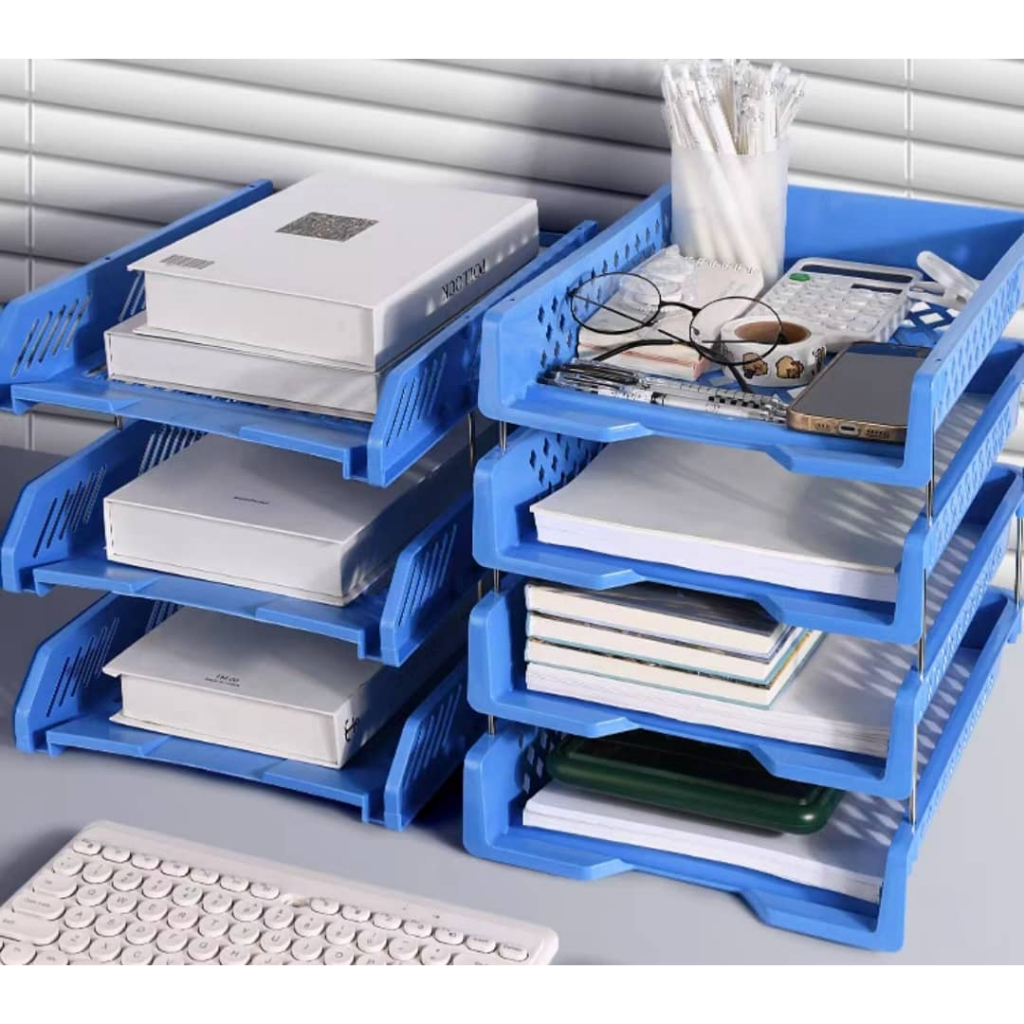 Horizontal Blue Color Document Tray Organizer Shelf, 2/3/4 Layers ...