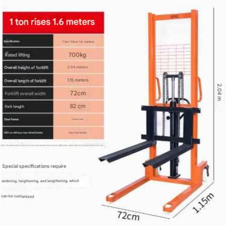 Manual hydraulic forklift electric stacker 1 ton loading and unloading ...