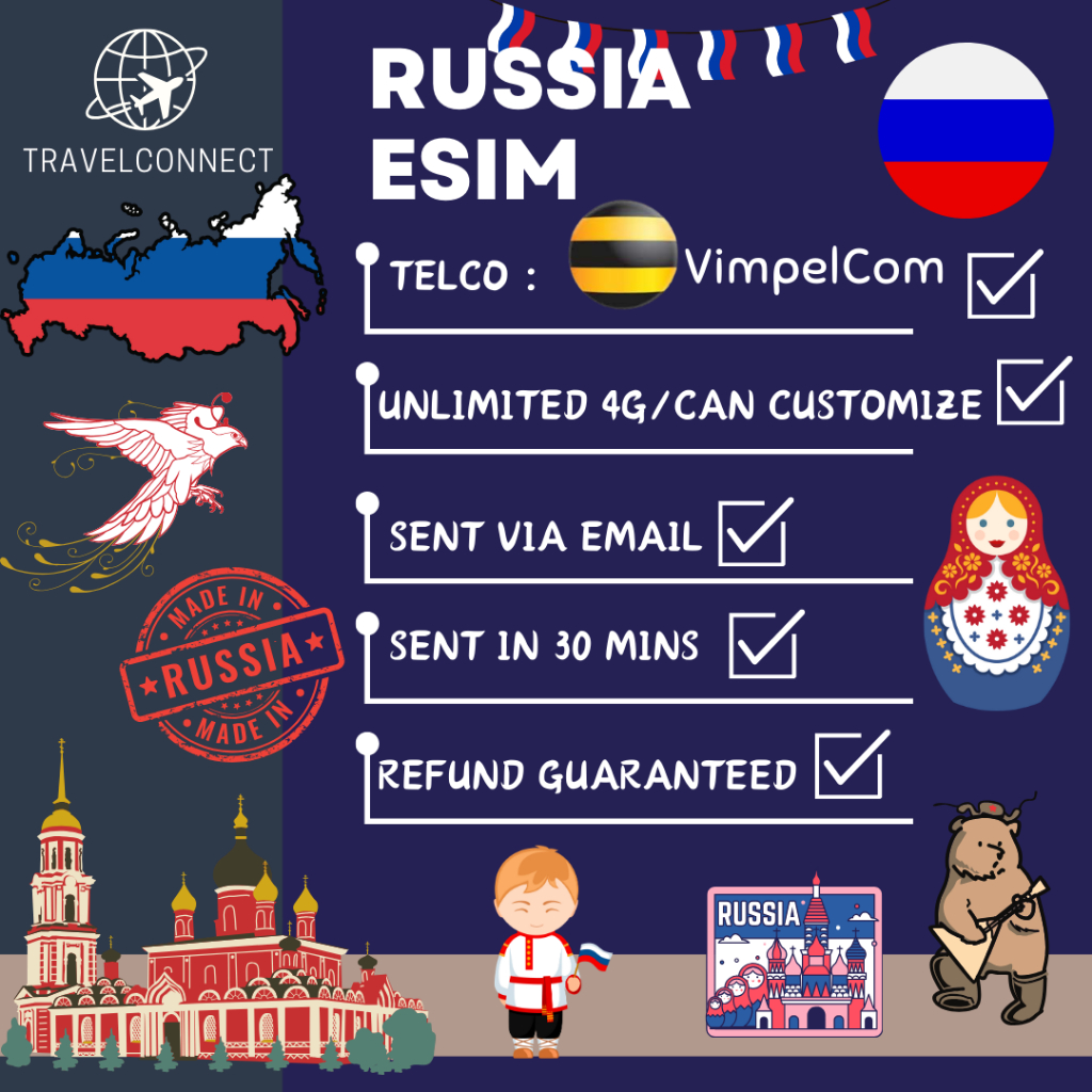 RUSSIA ESIM TRAVEL【4G/5G🔥】【3GB/5GB/10GB/20GB/30GB/】【5/7/10/15/30Days ...