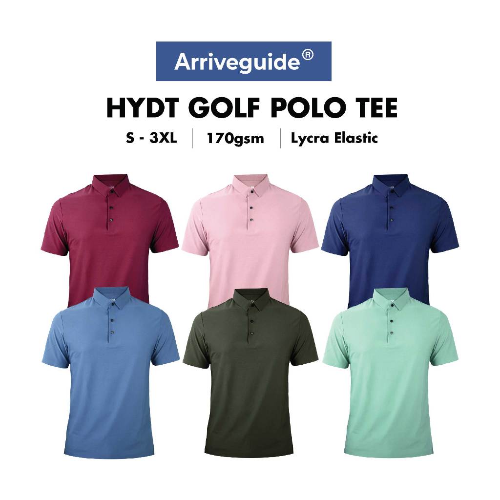 HYDT GOLF POLO Ice Silk Lycra Elastic Material Seamless Tech Short ...
