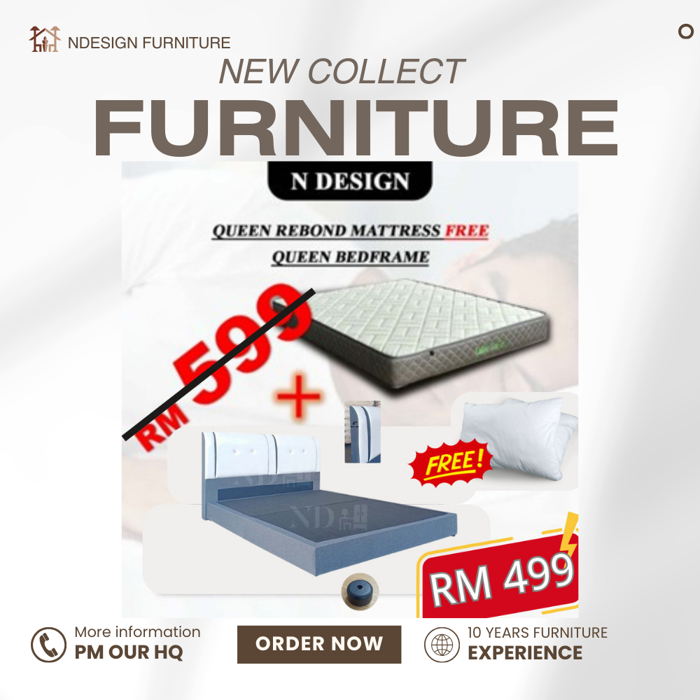 [N Design] Katil Queen / Katil Murah Free Mattress / Tilam Murah Queen ...