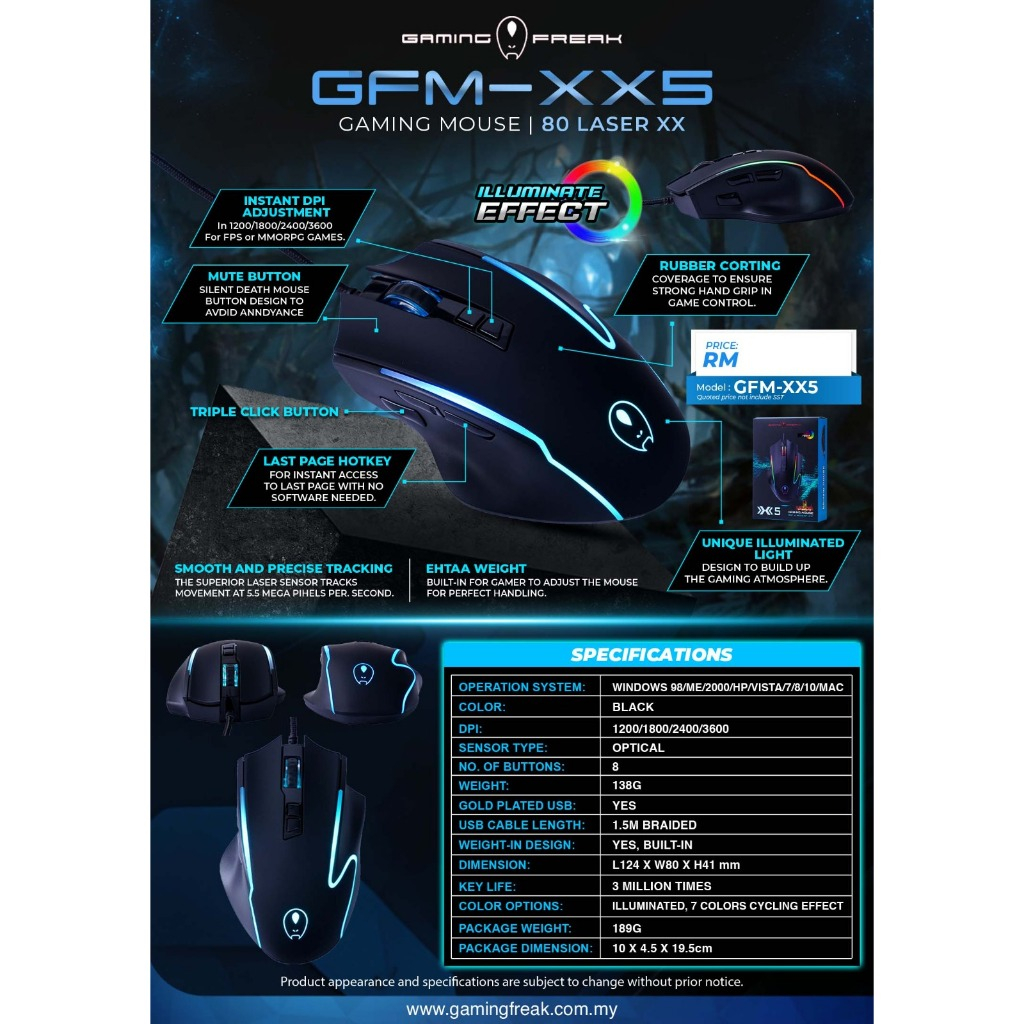 GAMING FREAK GFM-XX5 SILENT GAMING MOUSE | Shopee Malaysia