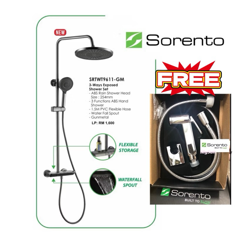 SORENTO 3 WAYS GUNMETAL MIXER🔵🔴 （HOT&COLD）EXPOSE SHOWER SET SRTWT9611 ...