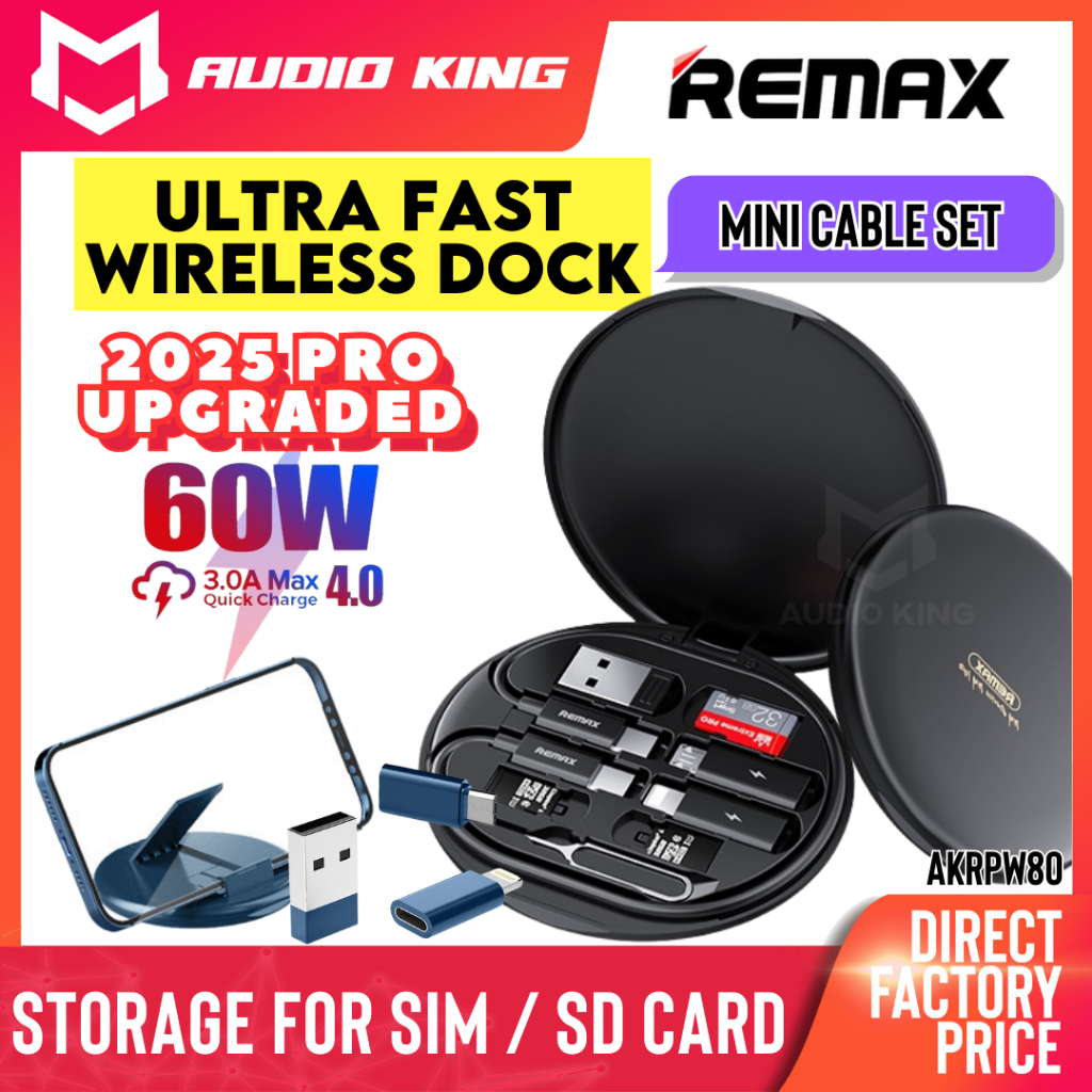 REMAX Super Fast Charging 60W Mini Short Cable Set Wireless Charger Pad ...