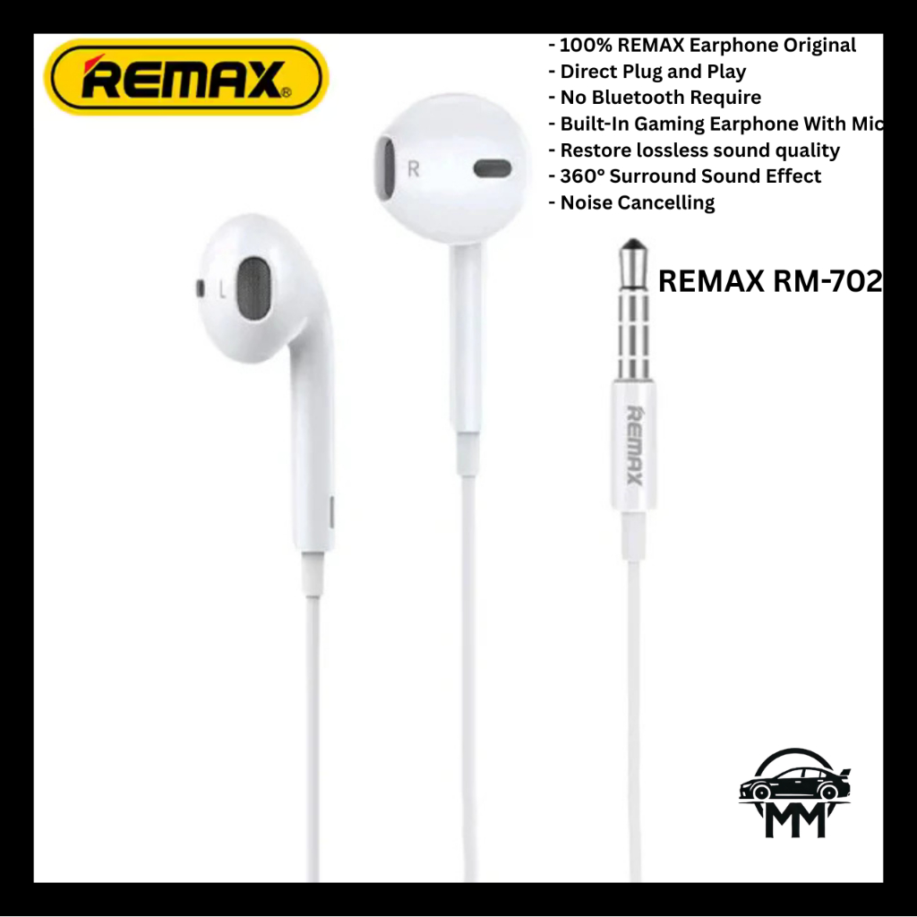 Remax RM-702 Earphone Gaming with Built-In Mic Music Calling Wired ...