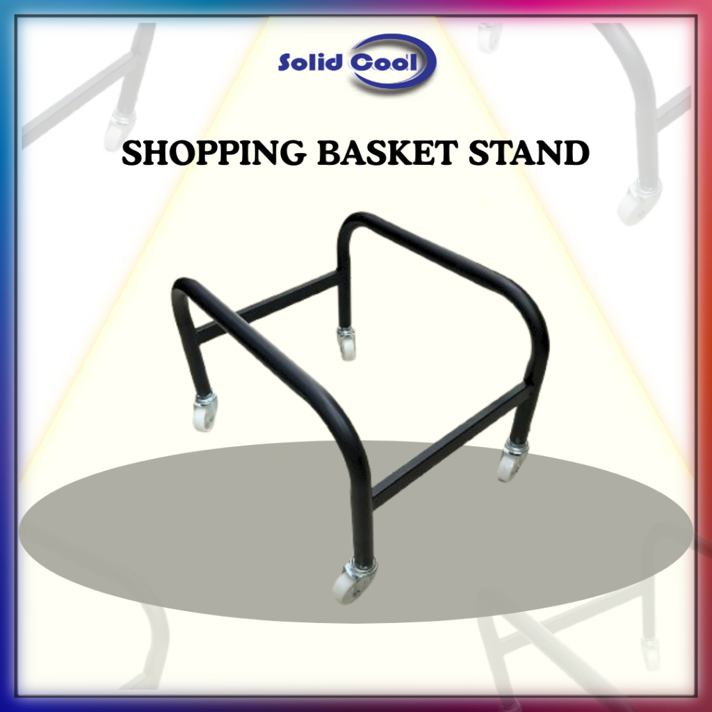[ SOLID COOL ] SHOPPING BASKET STAND Holder Roller Grocery Convenience ...