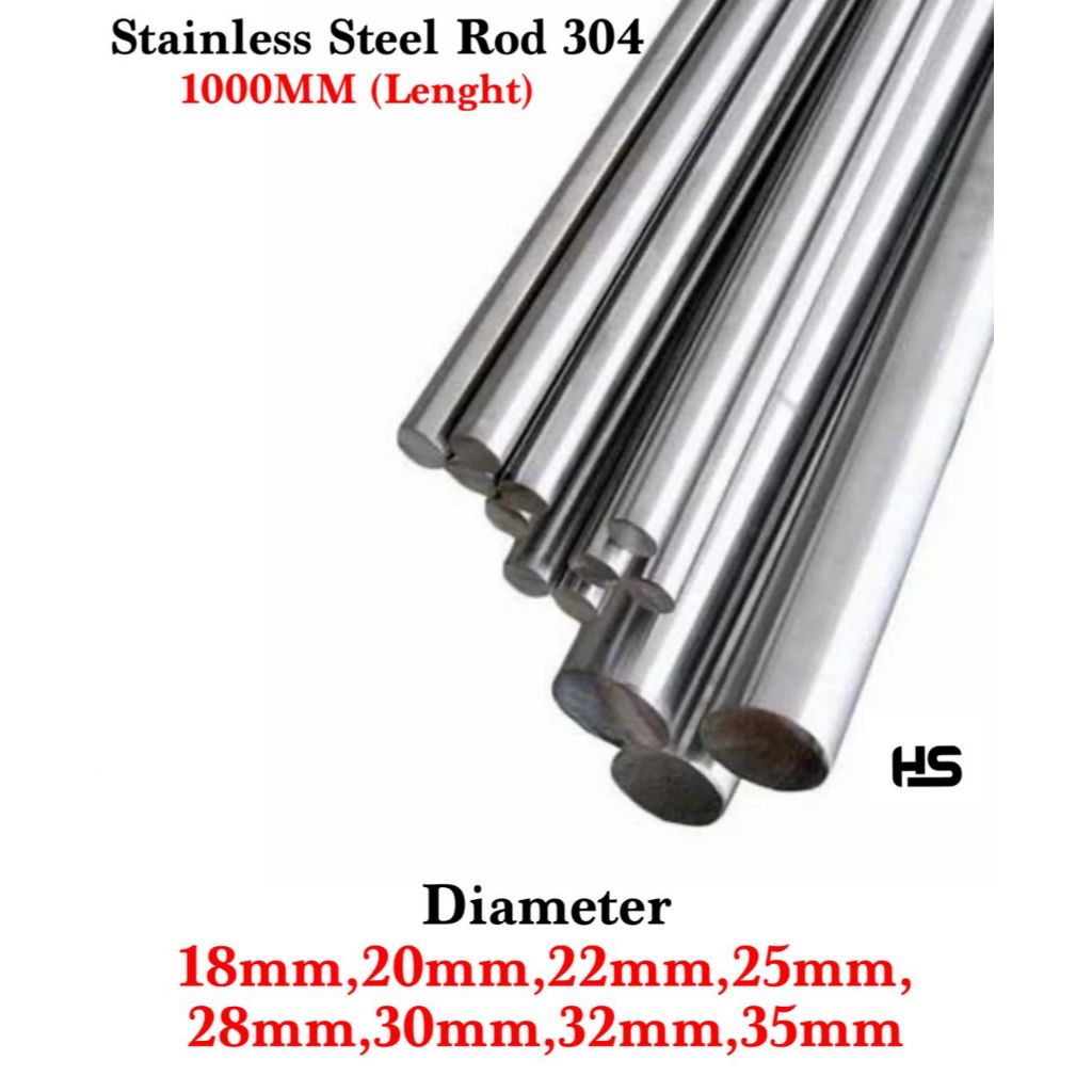 304 ROD STAINLESS STEEL ROUND BAR SS304 SHAFT - 1000MM LENGHT(18MM,20MM ...