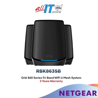Netgear Orbi RBK863SB Tri-Band WiFi 6 Mesh System, 6Gbps, 10 Gig Port, 3-Pack