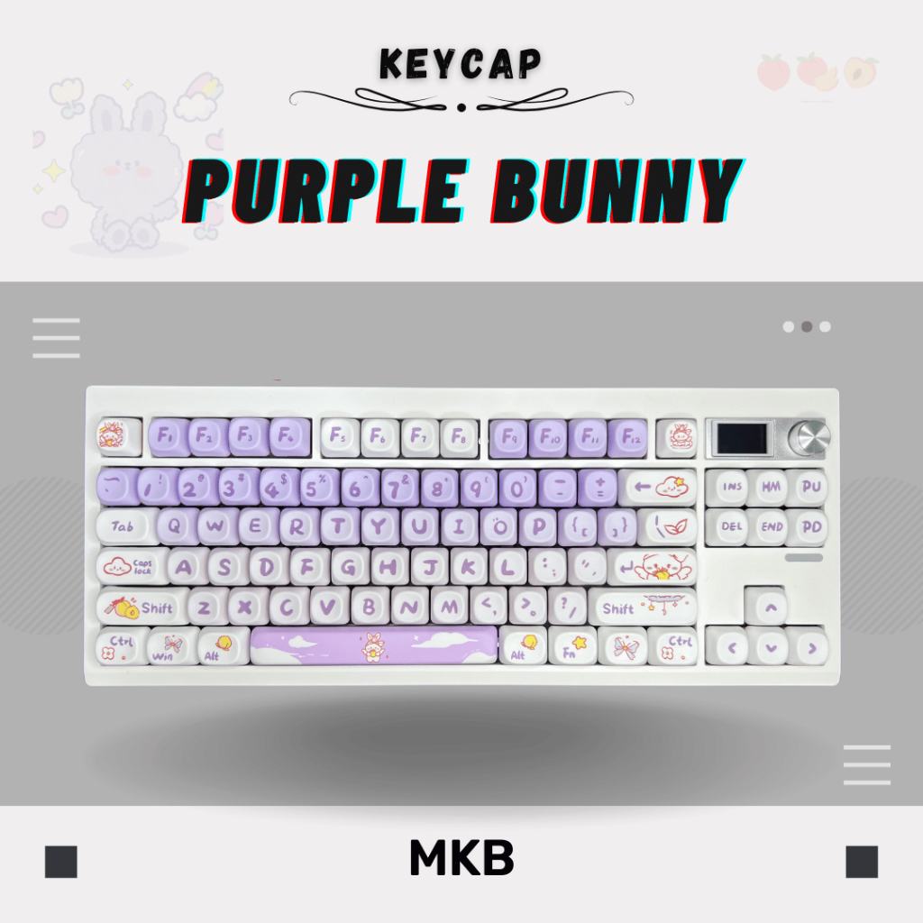 MKB Purple Bunny PBT Dye-Sublimation MOA Profile Keycap Set for ...
