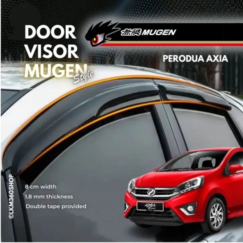 Perodua Axia 2014 To 2022 Door Visor Mugen Style 8 cm Width 1.8 mm ...
