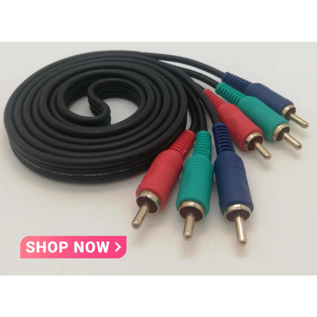 RGB Video Cable 1.5meter, RGB YUV Red Blue Green 3 RCA To 3 RCA Audio ...