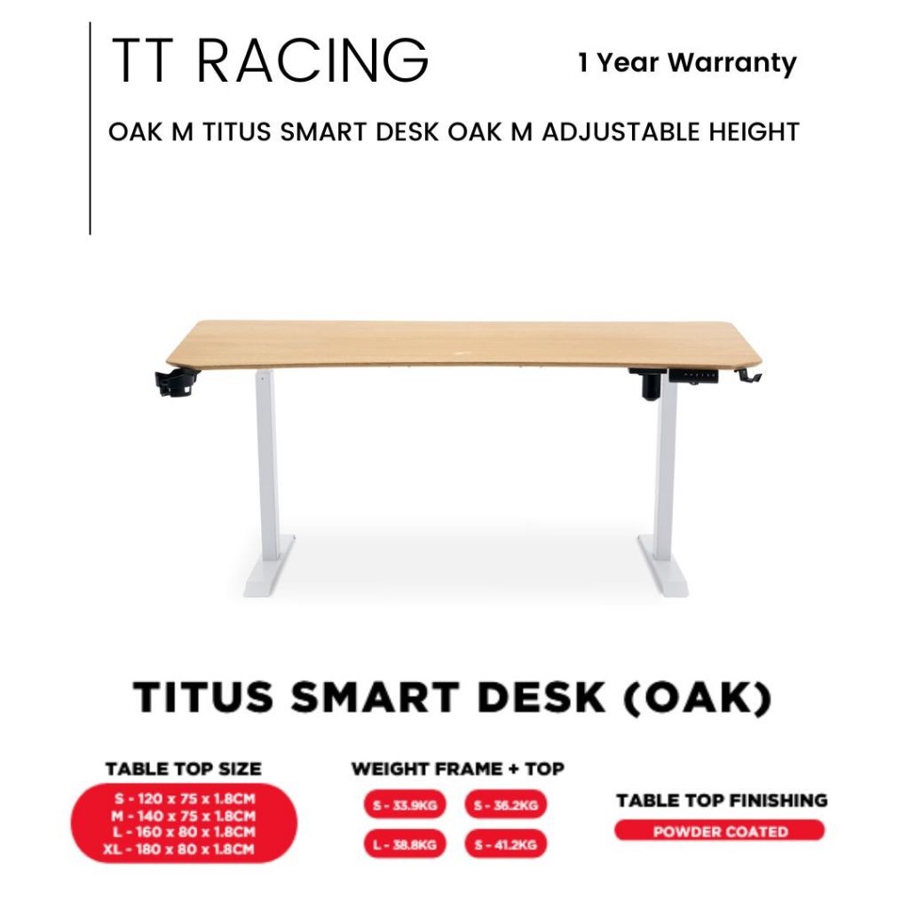 TT RACING-TITUS SMART DESK OAK M-140 X 75 X 1.8CM | Shopee Malaysia