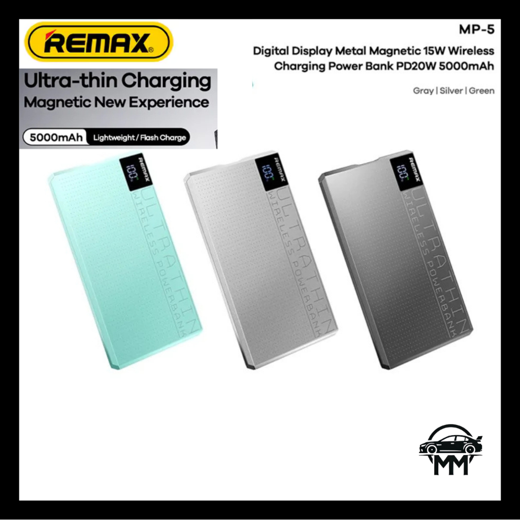 REMAX MP-5 5000mAh PD20W Digital Display Metal Magnetic 15W Wireless ...