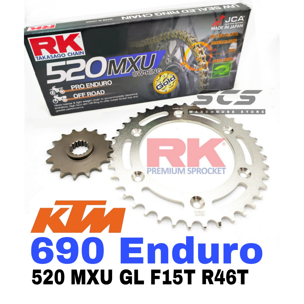 RK Sprocket Set KTM Enduro 690 6 Hole 520 MXU UW-Ring UWRing WRing ...