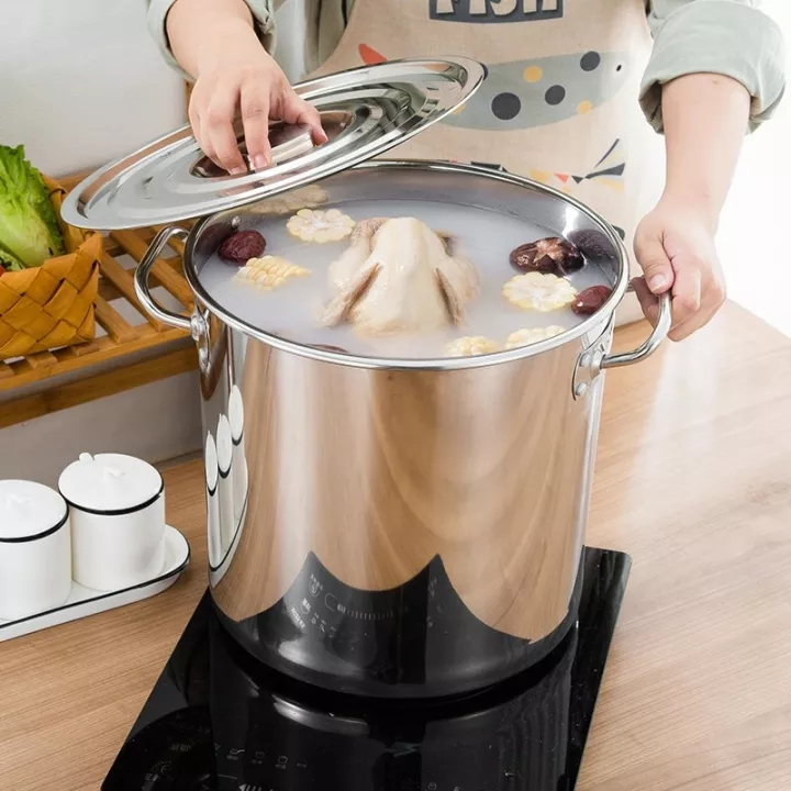 304 Stainless Steel Pot multipurpose Bucket with Lid Soup Pot Extra ...