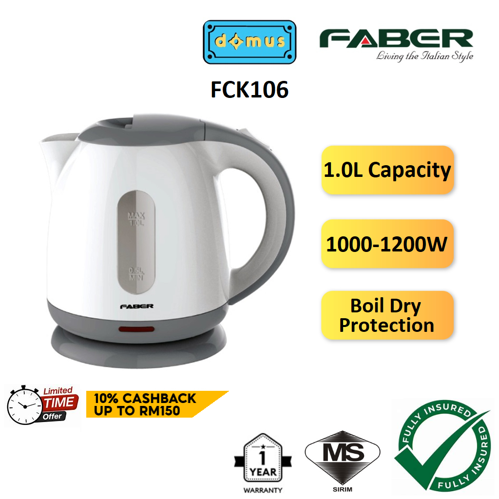 Faber Electric Jug Kettle Cerek Elektrik Murah Berkualiti 1.0L FCK 106 ...
