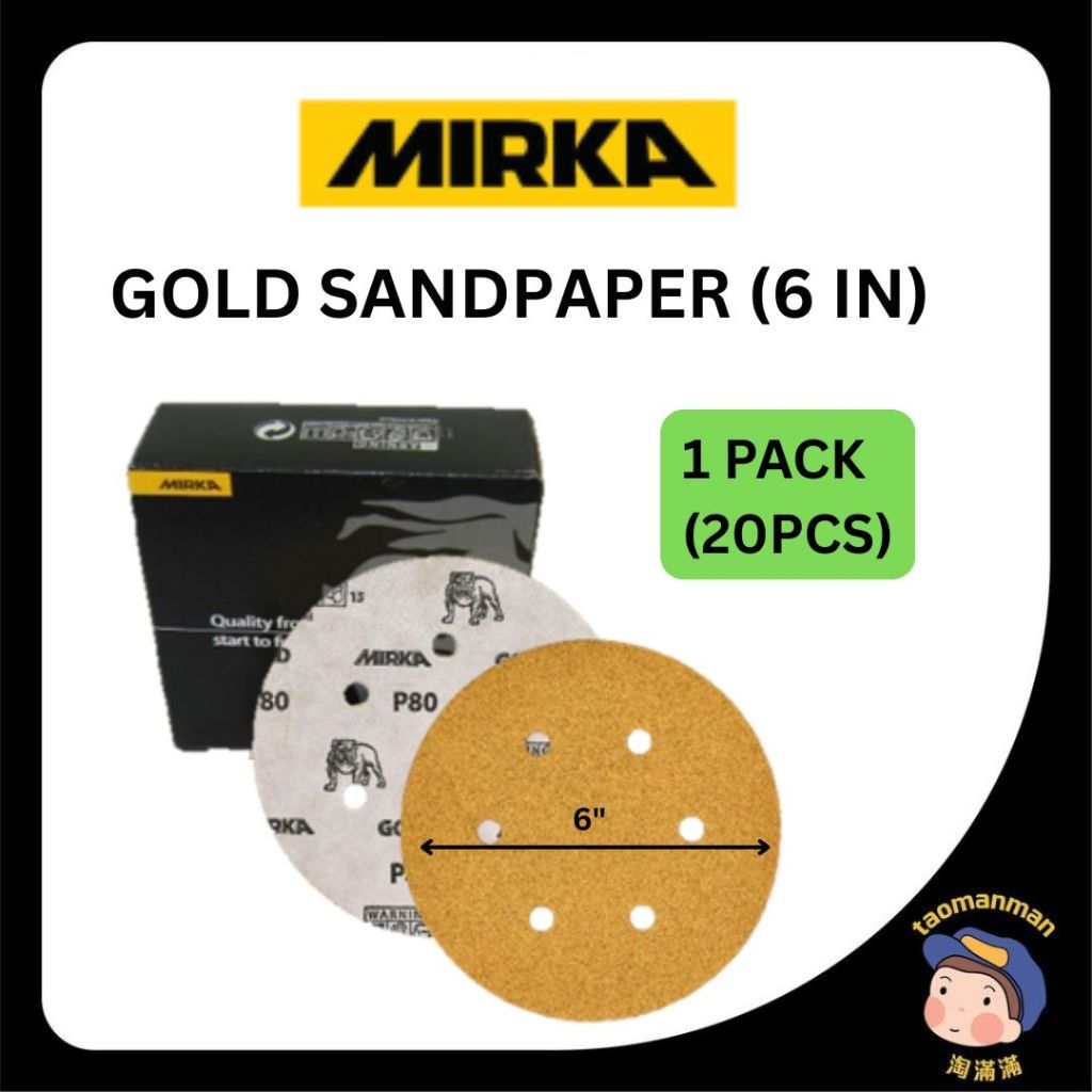 MIRKA Velcro Sanding Disc Sand Paper【6 in】6 Holes / 60# 80# 100# 120 ...