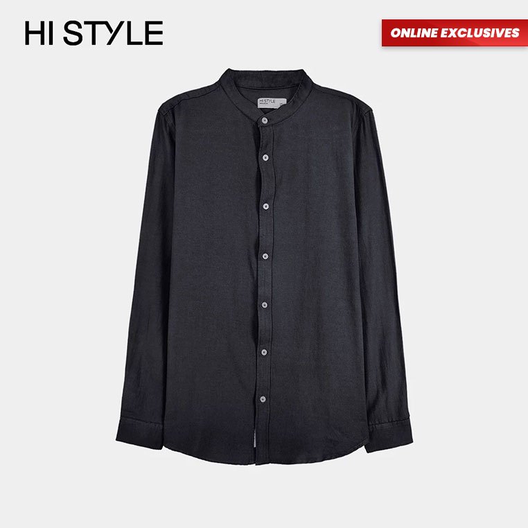 [Online Exclusives] HI STYLE Men Long Sleeve Shirt - Black - HSJ310061 ...