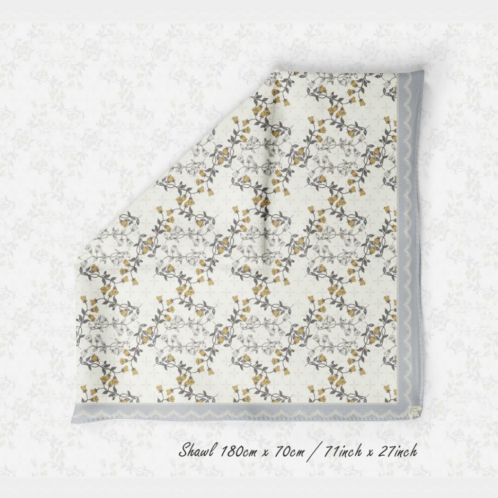 PANDAEYES SHAWL FLORAL SATIN 𝗖𝗟𝗔𝗦𝗦𝗜𝗖 𝗥𝗔𝗬𝗔 𝟮𝟬𝟮𝟱 𝗖𝗢𝗟𝗟𝗘𝗖𝗧𝗜𝗢𝗡 70CM*180CM (Hijab / Tudung/ Shawl)