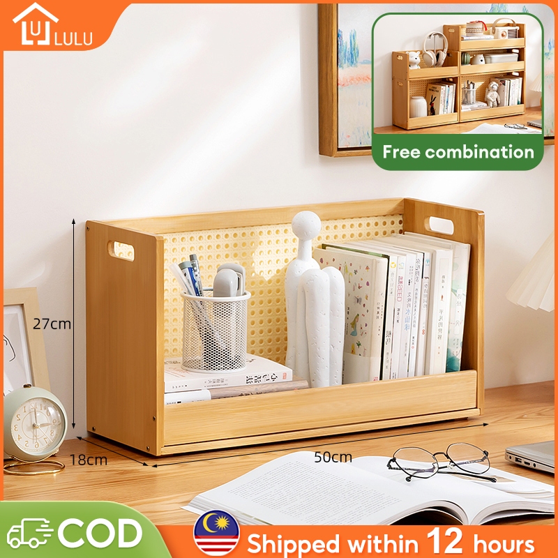 LULU Desktop Storage Rack Rak Buku 35/50CM Bookshelf Rak Tabletop ...