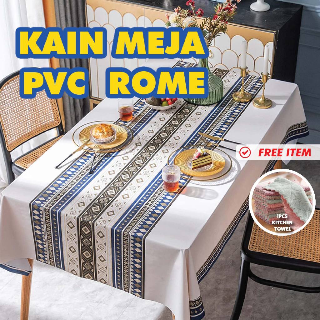 KakiDeco PVC Table Cloth Rome⭐Water Proof Table Cover Alas Meja Makan ...