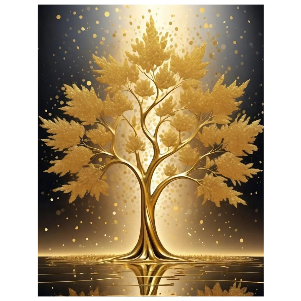 Beautiful 3D Lucky Golden Tree Canvas Art Printing For Your Living Room ...