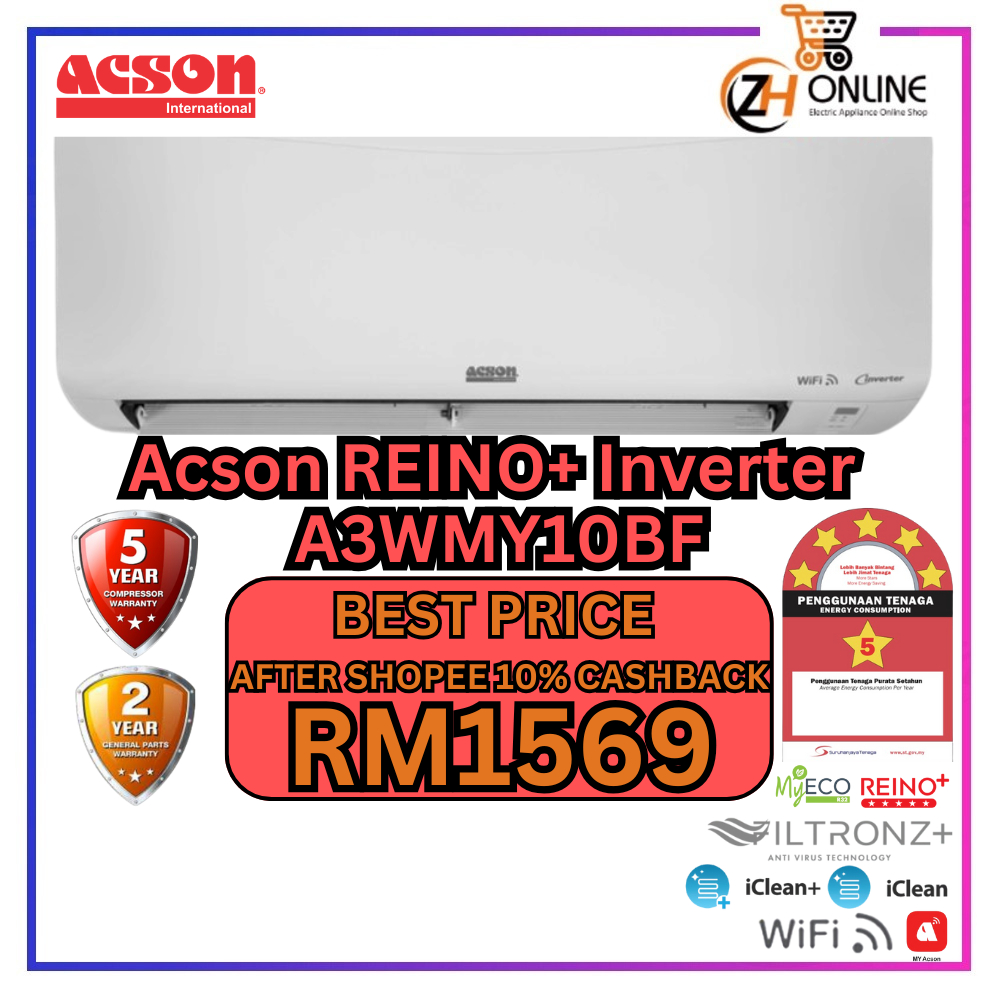 ACSON 1.0HP-2.5HP Aircond Inverter REINO+/REINO/VIENTO R32 Wall Mounted ...