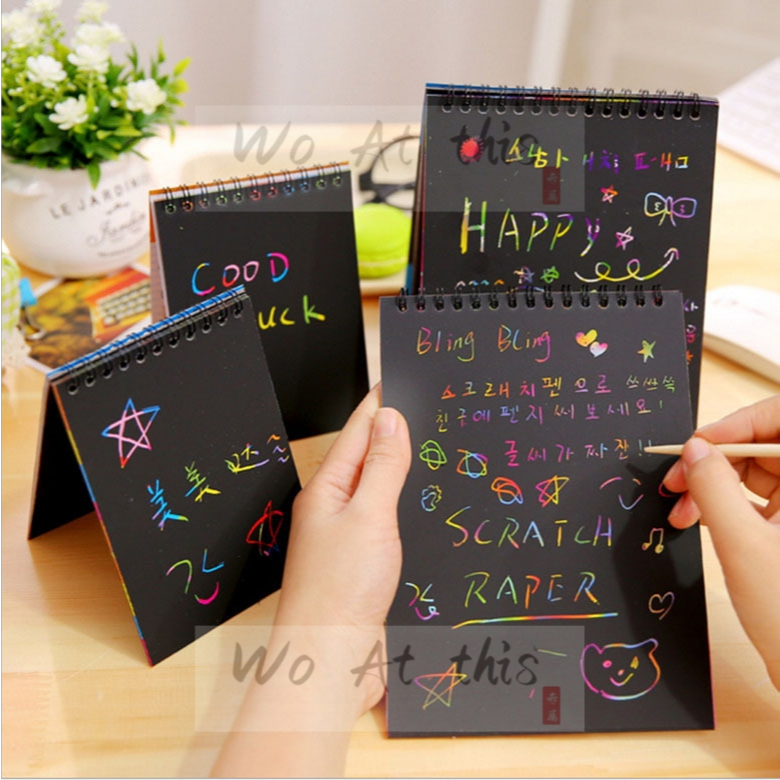 Colorful Dazzle Scratch Note Sketchbook Paper Graffiti DIY Coils ...