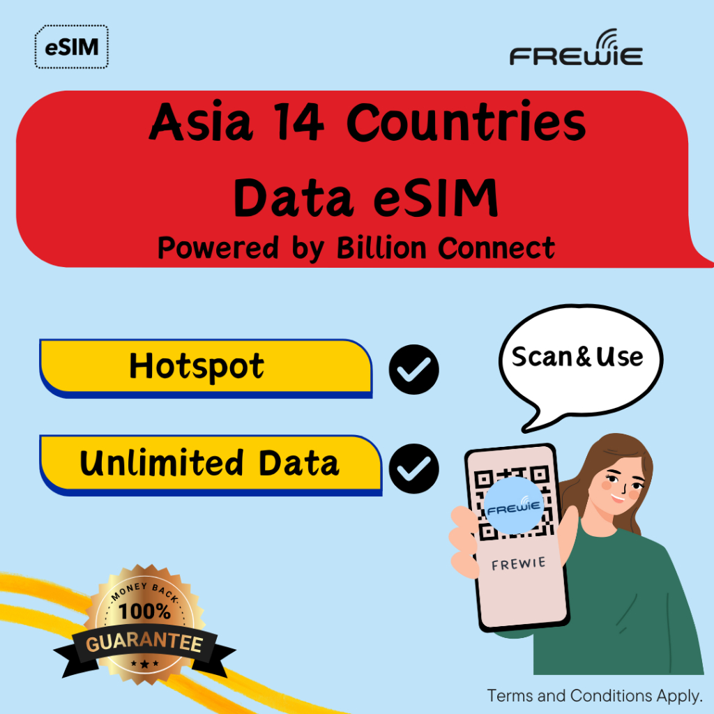 Asia 14 eSIM Data Roaming | QR Code via Email - By Billion Connect ...