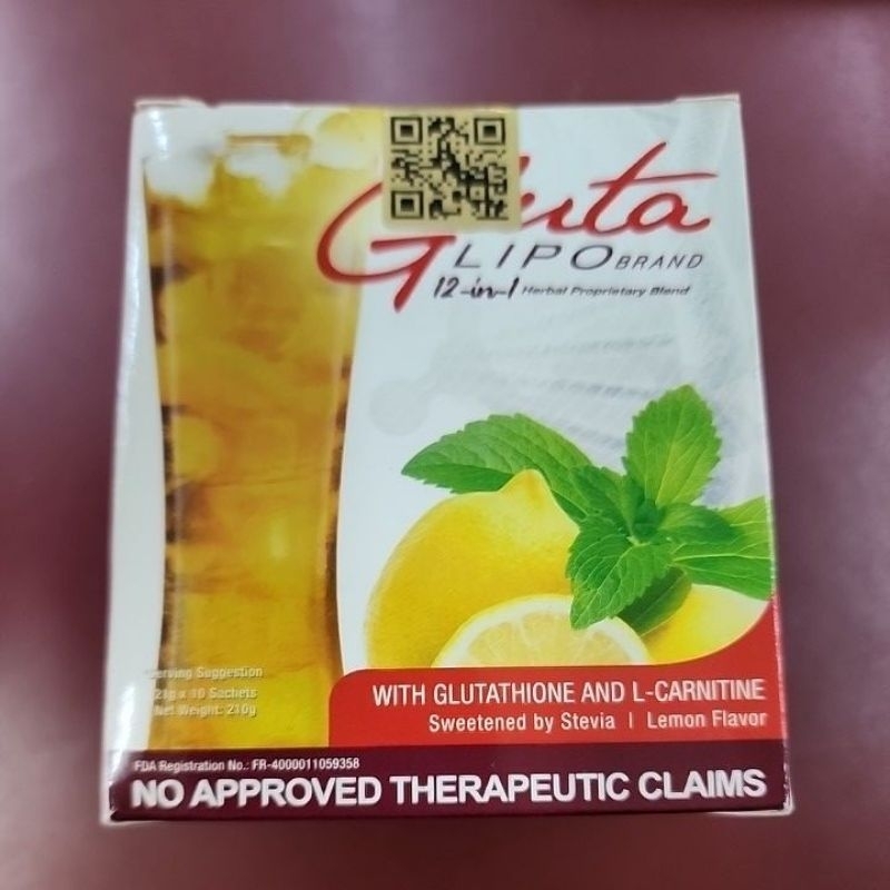 Gluta Lipo 12-in-1 Whitening & Slimming Herbal Coffee - Lemon Flavor, US Seller