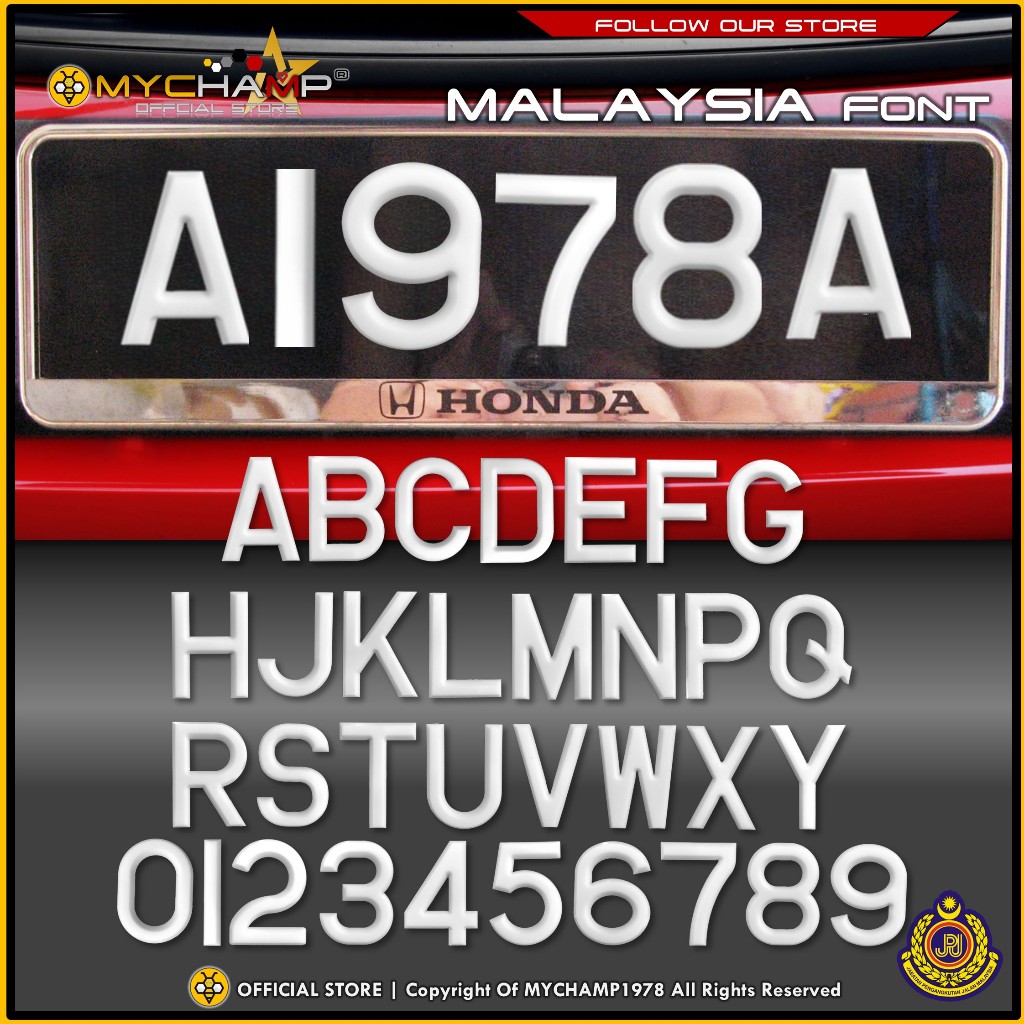 (Thick/Tebal) 1Pcs Car Number Plate's Number / Nombor Plate kereta ...
