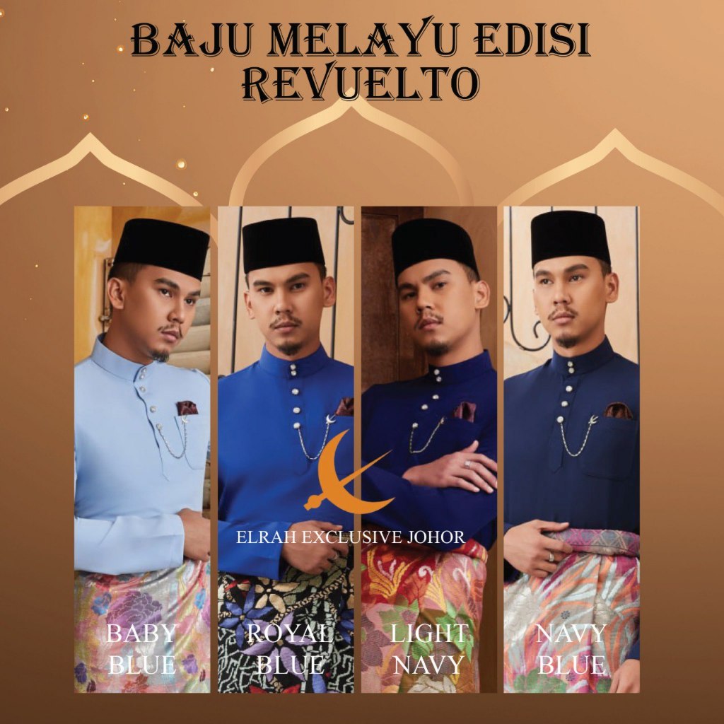 BAJU MELAYU ELRAH EXCLUSIVE REVUELTO 2025 TANPA SAMPIN (BLUE GROUP ...