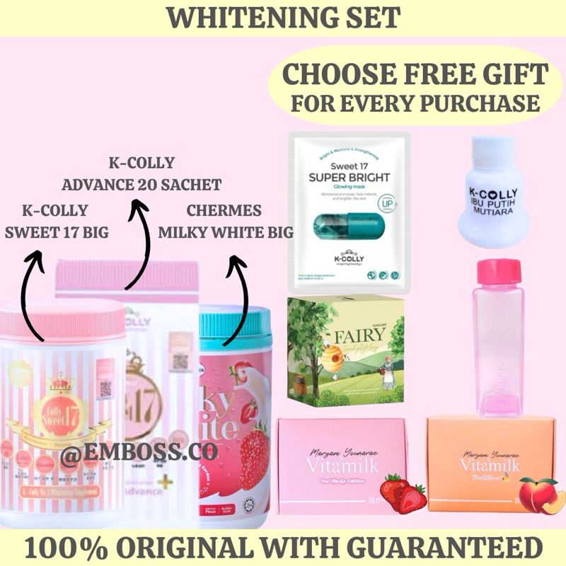 🔥100% ORIGINAL WITH QR CODE🔥 WHITENING SET KCOLLY SWEET 17 BIG + MILKY ...