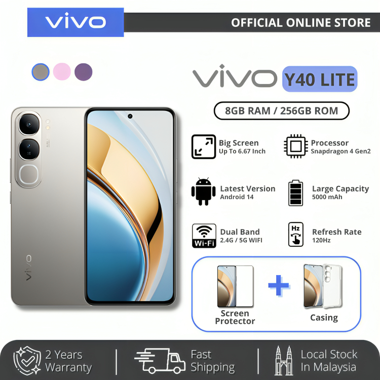NEW VIVO V40 Lite 5G 8GB+256GB 80WFlashCharge, AI Aura Portrait AI ...