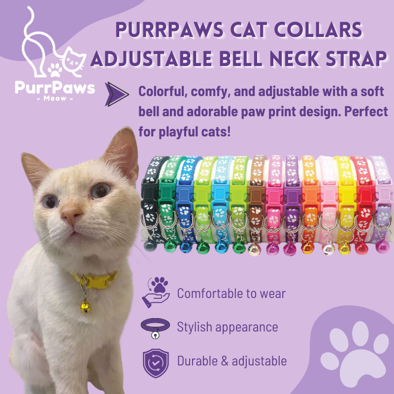 Curated visual reference: Fresh Look at Purrpaws Cat Collars With Paw Prints And Bell Cat Adjustable