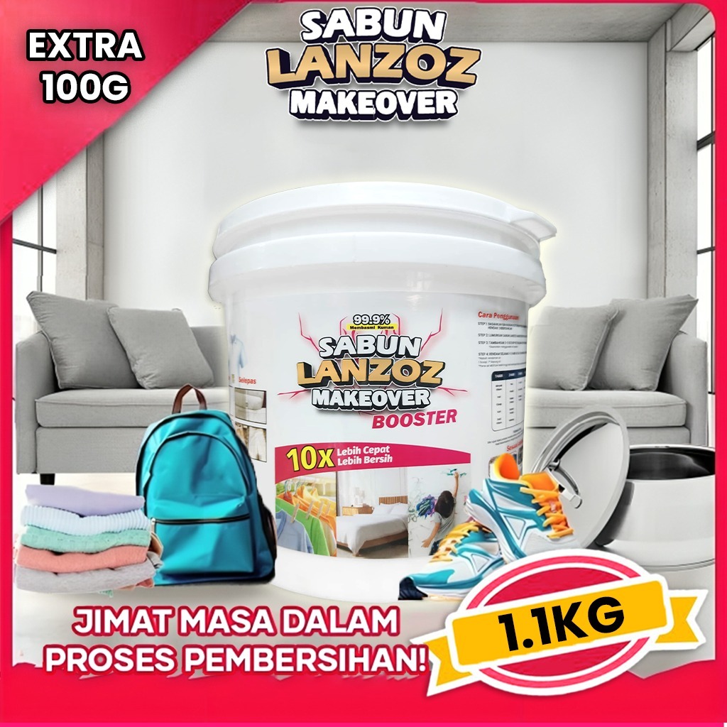 Sabun LANZOZ Makeover 10x BERKESAN Fabric Kerak Kuali Kuning Karat Cuci ...