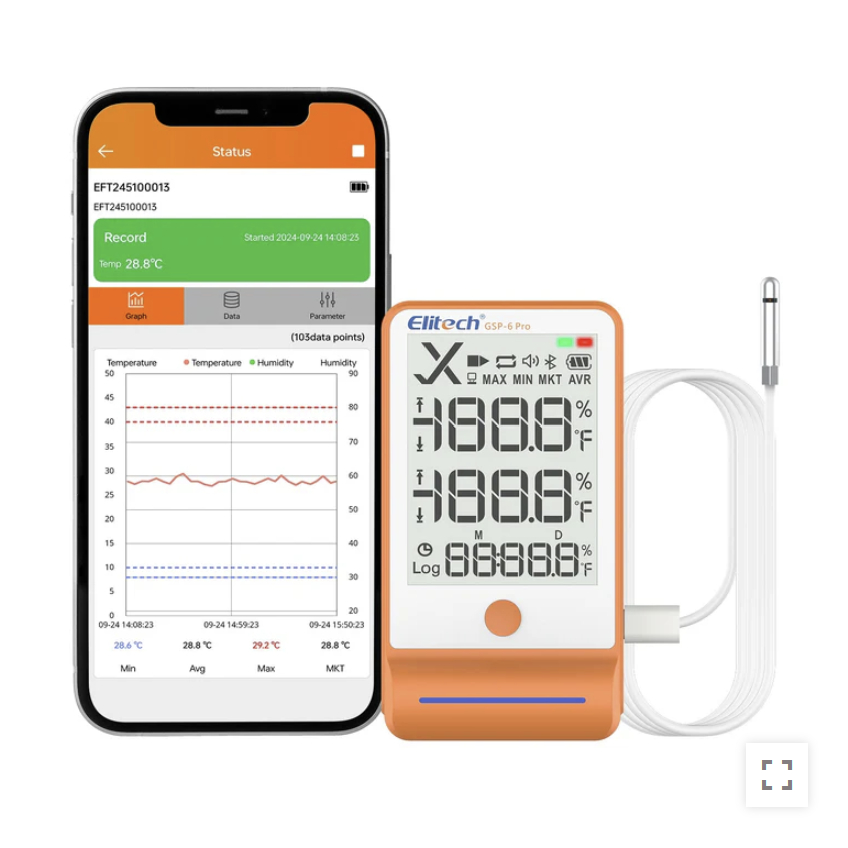 精创 Elitech GSP6 Pro Large Screen Temperature Humidity Data Logger Probe ...