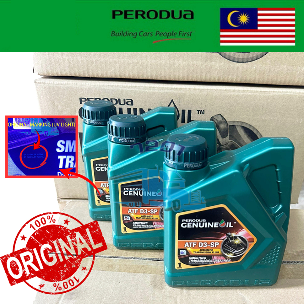 3 BOTOL 100%ORIGINAL ATF D3-SP Perodua Auto Transmission Fluid 1L Axia ...