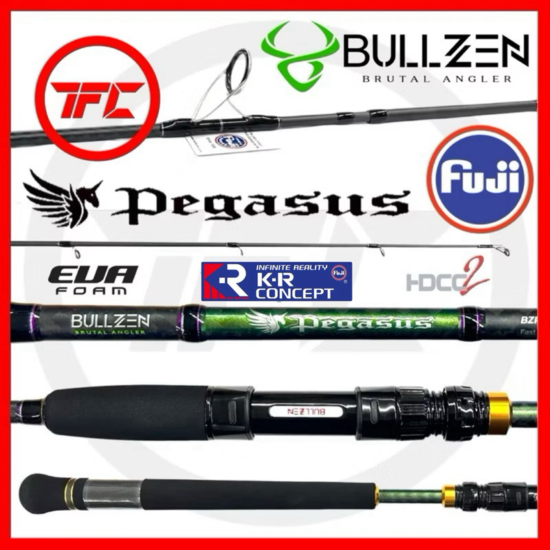 BULLZEN PEGASUS SPINNING FISHING ROD Heavy Kolam Mekong Popping Strong ...